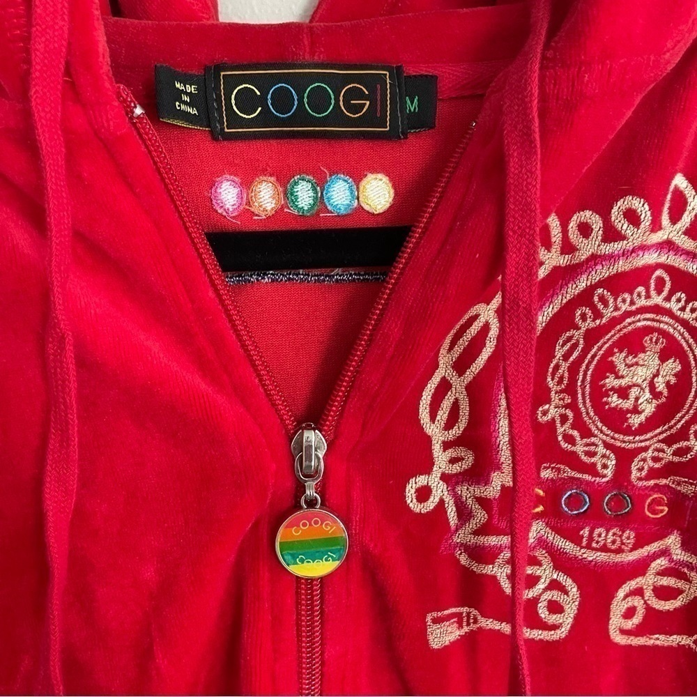 COOGI | velour zip-up hooded sweatshirt, women’s size M - Picture 4 of 12